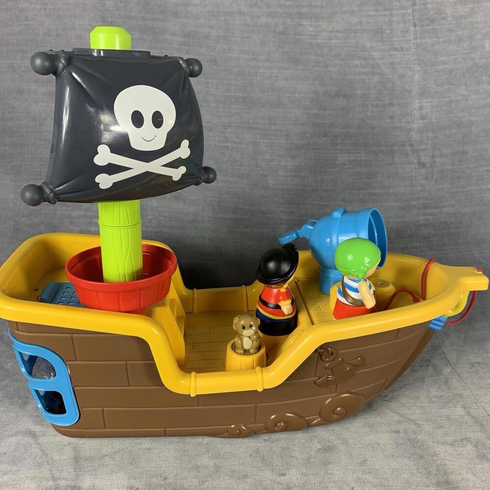 MEGA BLOKS Pull Along Musical Pirate Ship Toddler Toy Boat With Cannon